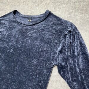 We The Free Crushed Velvet Top‎ XS Long Sleeve Gray Casual Shirt EUC